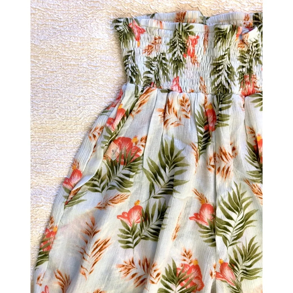 Boho Floral Print Elastic Waistband Wide Leg Crop Palazzo Pant XS-S. - Picture 2 of 7